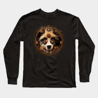 Australian Sheperd Surreal Steampunk Artwork, Dog Lover Long Sleeve T-Shirt